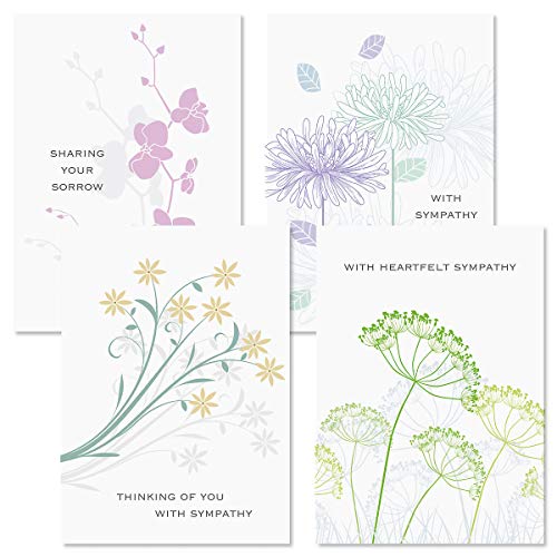Current Love Remembered Sympathy Cards - Set of 8 (4 Designs), Large 5" x 7", Sympathy Cards with Sentiments Inside, White Envelopes - color: Love