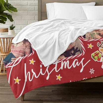M YESCUSTOM Christmas Family Blanket Custom with 4 Photos Personalized Throw Blanket for Best Friend Custom Photo Blanket Gift for Christmas Funny Xmas Gift for Women Men Him&her - color: Style 26