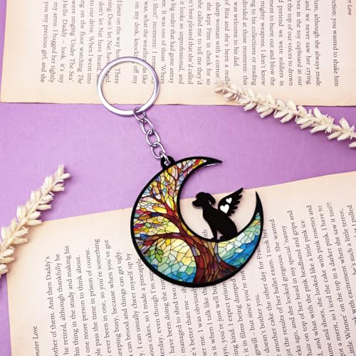 Dog Memorial Keychain Dog Loss Sympathy Gift for Women Men | Suncatcher Keychain Dog Passing Away Gifts for Pet Mom Dad Memorial Keychain Rainbow Bridge Dog Loss Gift