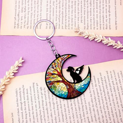 Dog Memorial Keychain Dog Loss Sympathy Gift for Women Men | Suncatcher Keychain Dog Passing Away Gifts for Pet Mom Dad Memorial Keychain Rainbow Bridge Dog Loss Gift