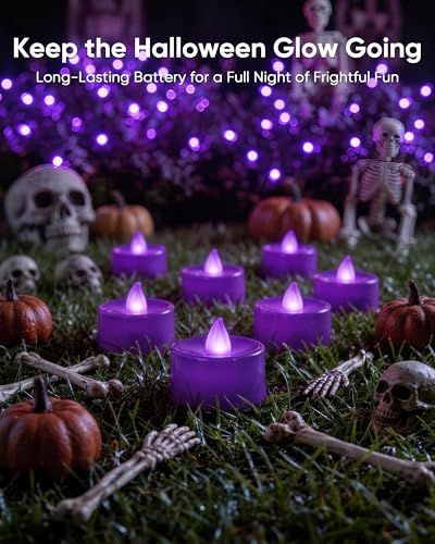 Homemory 12-Pack Purple Flameless Battery Tealight Candles, 200+ Hours - color: Purple, size: Pack of 12