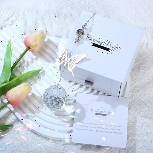 Modern Memorial Gifts: Bereavement Gift Ideas - Symbolic Rainbow Crystal Suncatcher, Funeral Gifts For Loss Of Loved One - color: Butterfly