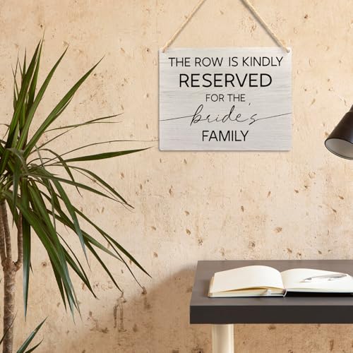 Ryeolo Reserved Row Signs for Wedding - Wooden Hanging Signs, 10.2x7.8 Inch (Brides Family) - color: Brides Family