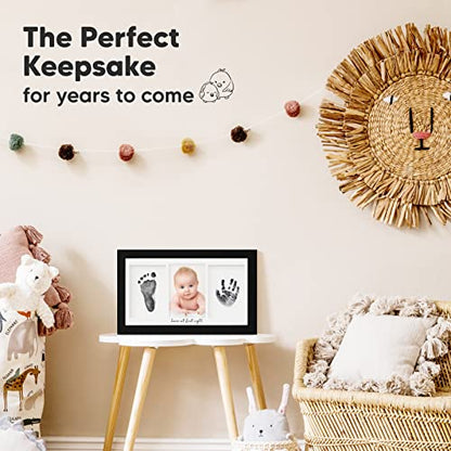 Inkless Hand and Footprint Kit, Boy Girl Newborn Keepsake (Onyx Black) | No Mess Ink Pad for Baby Handprint, Clean Touch Paw Print Kit for Dog Picture Frame, Personalized Baby Christmas Shower Gifts - color: Onyx Black