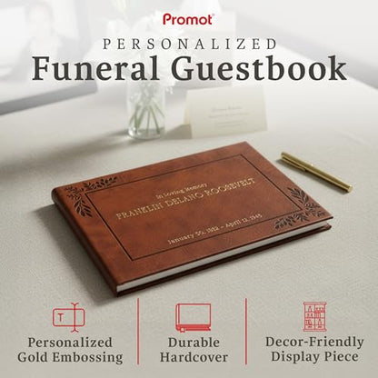 Promot Funeral Guestbook - Guestbook for Funeral Celebration (Brown) - color: Brown
