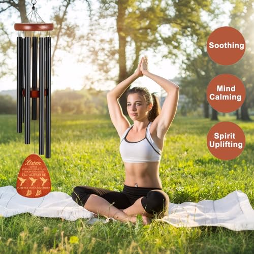 37" Sympathy Wind Chimes with Hummingbird, Memorial Wind Chimes for Loss of Loved One Prime, Bereavement/Sympathy/Memorial Gift for Loss of Mother Father Husband Remembrance!(P1) (Black, 37")