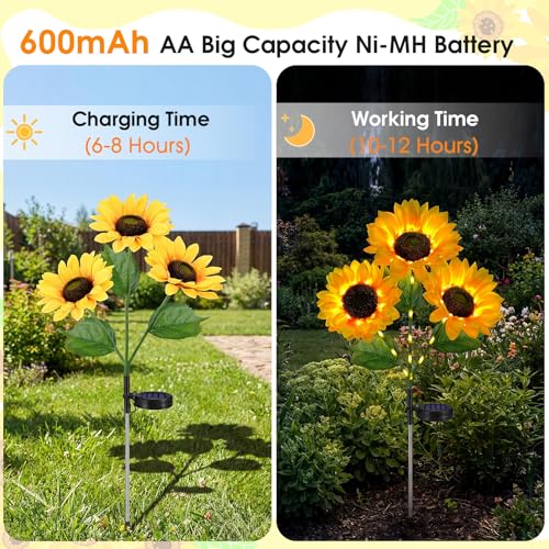 Solar Sunflowers Outdoor Waterproof Flowers Lights Yard Garden Fall Decor - style: Sunflowers