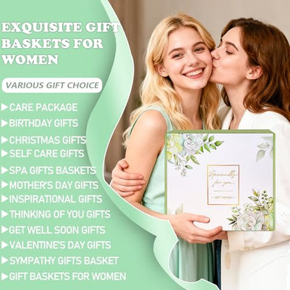 Mother's Day Gift Basket for Women, 11-Piece Self Care Spa Gift Set with Cozy Blanket in Elegant Gift Box, Thinking of You, Get Well Soon and Sympathy Gifts for Mom, Wife, Sister