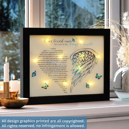 Memorial Gifts LED Shadow Box Sympathy Gift Condolences Grief Angel Wings - size: Angel Wings