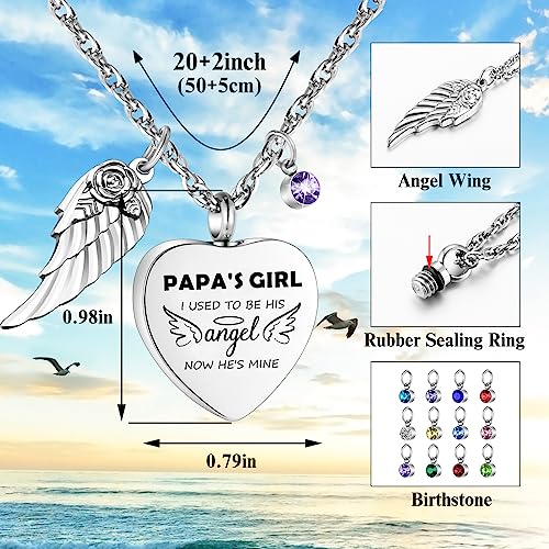 Dletay Heart Urn Necklace for Human Ashes Cremation Jewelry with 12 Birthstones Cremation Necklace for Ashes - style: Papa