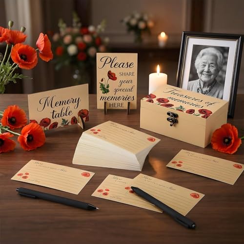 Gilprop 112 Pcs Share a Memory Cards for Celebration of Life, Poppy - style: Poppy