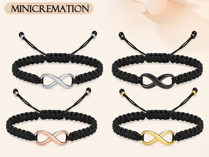 Minicremation Cremation Bracelet for Ashes Infinity Memorial Jewelry Urn Bracelet Braided Rope Adjustable Keepsake Bangle for Women Men - color: Customize