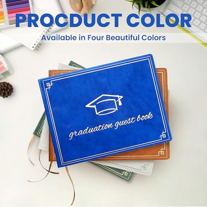 Graduation Guest Book 2026 - Memory Scrapbook for College Gifts Graduation, Guest Book for Graduation Party Sign-In with Custom Message 120 Pages, 7x9 Inch Elegant Graduation Yearbook (Blue) - color: blue