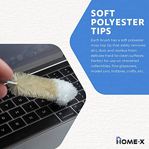 HOME-X Soft-Tip Cleaning Brush Set, Soft Scrub Brush with Long Handle, Handy Crevice-Cleaning Tool, Glassware-Cleaning Brush, Set of 3