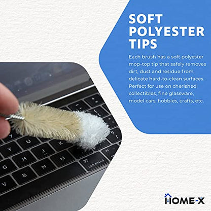 HOME-X Soft-Tip Cleaning Brush Set, Soft Scrub Brush with Long Handle, Handy Crevice-Cleaning Tool, Glassware-Cleaning Brush, Set of 3