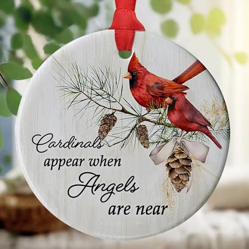 Jocidea Cardinal Ornament - Cardinal Christmas Ornament - Christmas Memorial Ornament - Remembrance Gifts - Sympathy Gifts for Loss of Loved One - color: Cardinals Appear When Angels Are Near