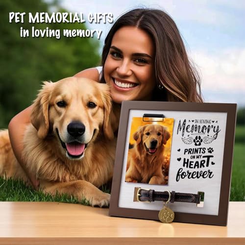 Pet Memorial Frame with Collar Holder, Personalized Dog & Cat Loss Keepsake | Honor your beloved pet with a personalized memorial frame featuring a collar holder, photo display, and lasting keepsake.