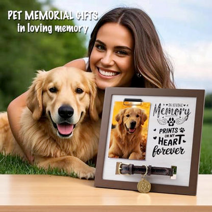 Pet Memorial Frame with Collar Holder, Personalized Dog & Cat Loss Keepsake | Honor your beloved pet with a personalized memorial frame featuring a collar holder, photo display, and lasting keepsake.