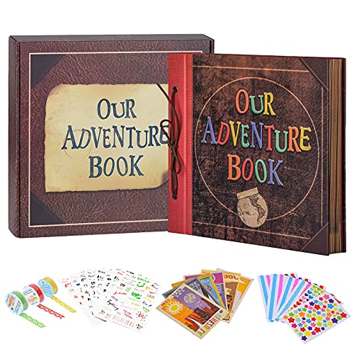 Scrapbook Photo Album, 12x12 Inch Our Adventure Book, 3D Embossed Words Hard Cover Movie Up Travel Album for Anniversary, Wedding, Baby Shower (Scrapbook-Letter) - color: Scrapbook-Letter