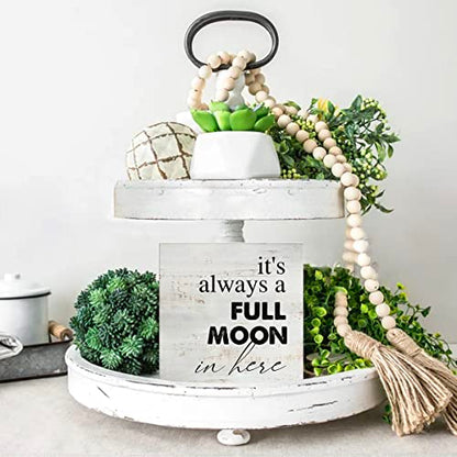 Rustic Full Moon Bathroom Wood Box Sign Humor Toilet Wooden Box Sign - color: MOON