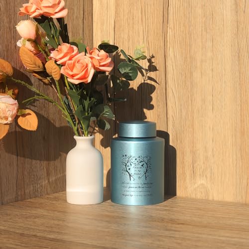 6 Inches Small Urn for Human Ashes Stainless Purple Mini Cremation Urn Small Keepsake Urn Memorial Ashes Container-Blue - size: Heart Tree-Blue