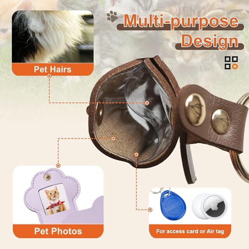 Pet Memorial Keychain Dog Paw Keepsake Photo Holder - color: 3pack Purple