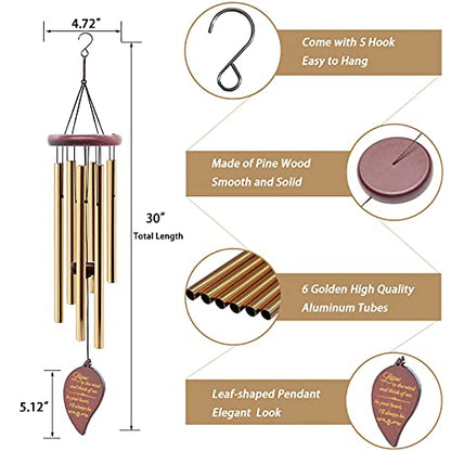 Soopau Wind Chimes for Outside, 30" Wooden Sympathy Wind Chimes Memorial Wind Chime for Loss of Loved One Mother Father, Sympathy Gift Home Decor Outdoor Garden Patio