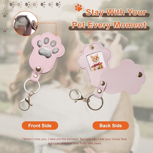 Pet Memorial Keychain Dog Paw Keepsake Photo Holder - color: Blue+pink