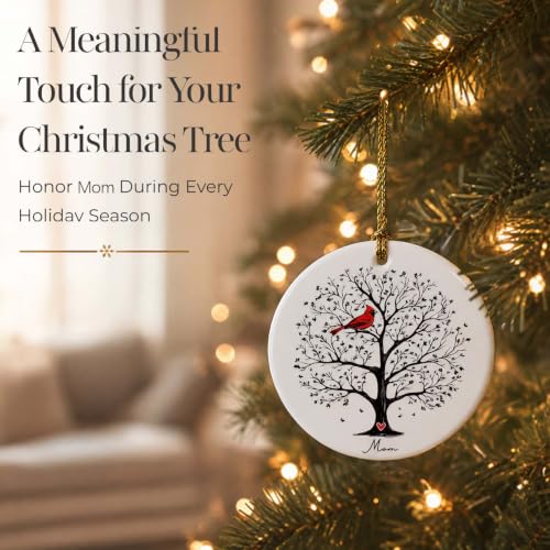 Mom Memorial Ornament, Cardinal Memorial Gift for Loss of Mother, First Christmas Without Mom Ornament, in Loving Memory Keepsake for Daughter Son, Sympathy Remembrance Gift for Family