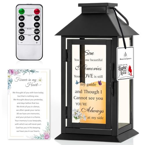 Memorial Gifts Memorial Lantern for Loss of Son in Memory of Son Bereavement Gifts Loss of Son Sympathy Gift for Son Remembrance Gifts Sympathy Lantern with LED Candle - color: Son