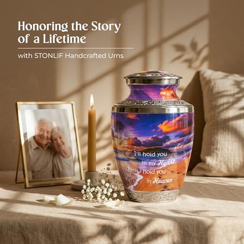Footprint Cremation Urn for Human Ashes – Large Adult Aluminum Memorial Funeral Urn with Inspirational Quote, Decorative Burial Urn for Men & Women - size: Large Adult
