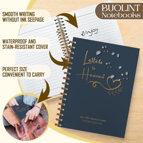 Letters to Heaven Grief Journal Gift, 5.5x8.3in（Golden） - color: Bule Gold