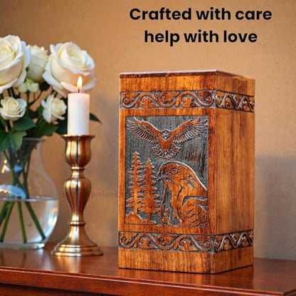 Wooden Urn for Human Ashes Adult Male/Women - Rosewood Funeral Cremation Urn for Ashes - Eagle Wooden Urns Hand-Crafted (XS(5x4.25) 60 Cu/in) - color: Xs(5x4.25) 60 Cu/in