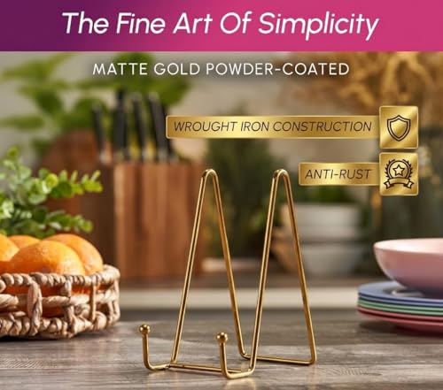 Plate Stands for Display, 2 Pack 6 Inch Gold Metal Easel - color: Gold, size: 2 Pack 6 Inches