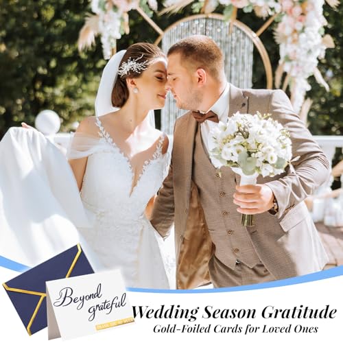 200 Pcs Beyond Grateful Thank You Cards with Envelopes Bulk Navy Thank you Notes with Gold Foil Letterpress 4x6 Inches Blank Note Cards for Business Graduation Wedding Baby Shower Funeral - color: Navy