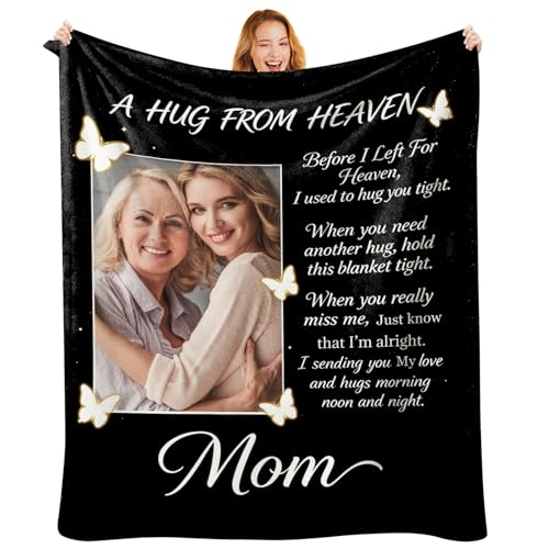 Custom Memorial Blanket with Photo, Personalized in Loving Memory Throw for Loss of Loved One, Made in USA, Customized Sympathy Bereavement Remembrance Grieving Blanket for Loss One (Design 19) - color: Design 19