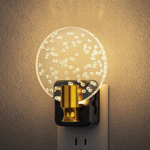 DORESshop LED Night Light, Decorative Bubble Night Light Plug Into Wall | Dusk-to-Dawn Sensor, Dimmable Nightlights for Bathroom Hallway, Bedroom,Kids Room,Stairway, Soft White - color: Warm White, size: 1 Count (Pack of 1)