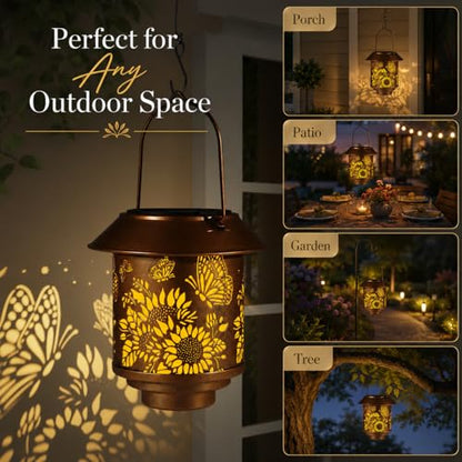 2 Pack Butterflies Solar Lantern Outdoor Hanging Gifts for Women Mom - color: b-Butterfly-2PC