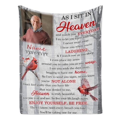 Personalized Memorial Photo Blanket for Loss of Loved one：Made in USA, in Loving Memory Photo Blanket Custom Sympathy Throw Blanket Gift for Loss of Dad Mom Husband Wife - color: Memorial Blanket 14