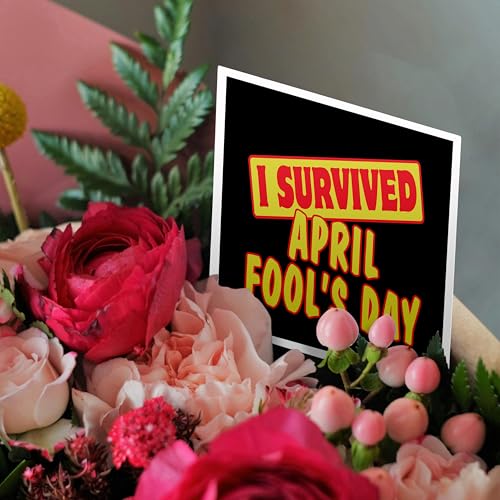 3dRose I Survived April Fools Day Survial Pride And Humor Design 1 Greeting Card with envelope