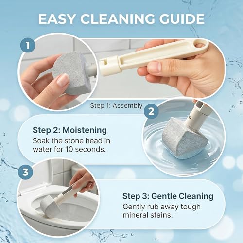 Pumice Stone Toilet Bowl Cleaner – 8 Refills for Hard Water & Limescale - color: White+grey