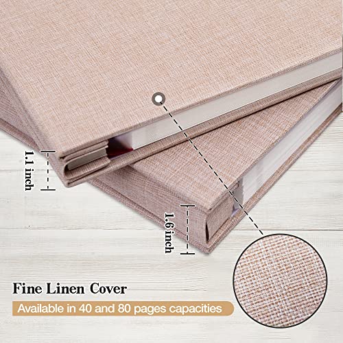 potricher 11x10.6 Inch Self Adhesive Photo Album Linen Cover 80 Pages Sticky 3x5 4x6 5x7 6x8 8x10 8.5x11 Magnetic DIY Scrapbook Photo Album with A Metallic Pen (Beige) - color: Beige, size: 11x10.6 Inches 80 Pages