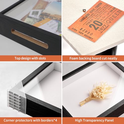 Travel Adventure Archive Shadow Box Frame with Slot, 8x8in Black - color: Black, size: 8x8in