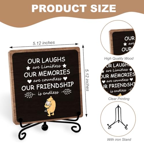 Winnie Friendship Gifts for Women, Heartwarming Quote Plaque Keepsake | Thank You Gift for Friends Sister Coworkers Bestie BFF, Wooden Sign for Home Office Desk, Appreciation Decorations - style: Friendship 01