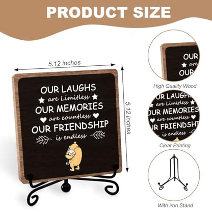 Winnie Friendship Gifts for Women, Heartwarming Quote Plaque Keepsake | Thank You Gift for Friends Sister Coworkers Bestie BFF, Wooden Sign for Home Office Desk, Appreciation Decorations - style: Friendship 01