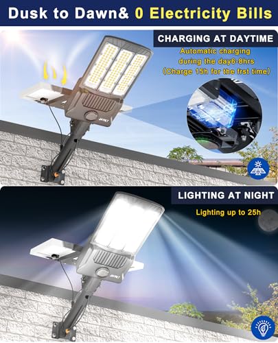 JAYNLT Y-6500W Solar Street Lights Outdoor, Commercial Parking Lot Lights - size: Large
