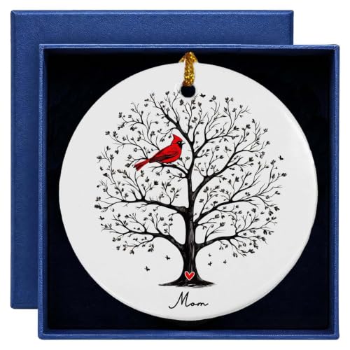 Mom Memorial Ornament, Cardinal Memorial Gift for Loss of Mother, First Christmas Without Mom Ornament, in Loving Memory Keepsake for Daughter Son, Sympathy Remembrance Gift for Family