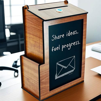 SHUMEI Wooden Suggestion Box with Lock, Donation and Tip Box for Events