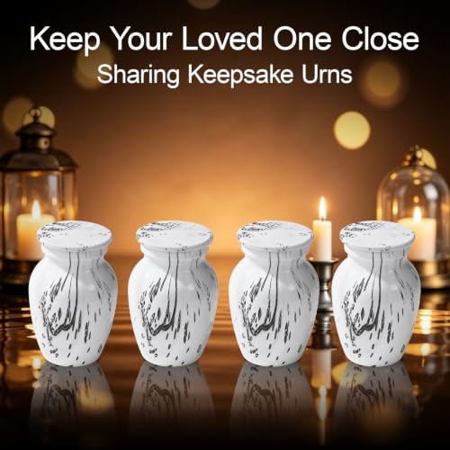 Small Keepsake Cremation Urns for Human Ashes, Memorial Urns, Achromatic - color: Marble-effect