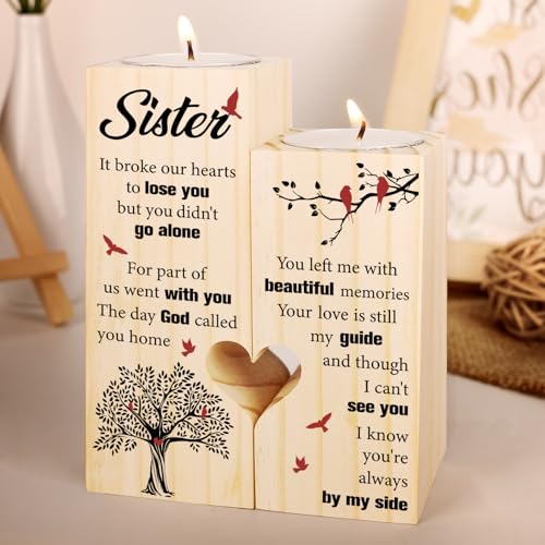 Memorial Gifts for Loss of Sister, Bereavement Candle Holders - color: Sister Memorial Gifts